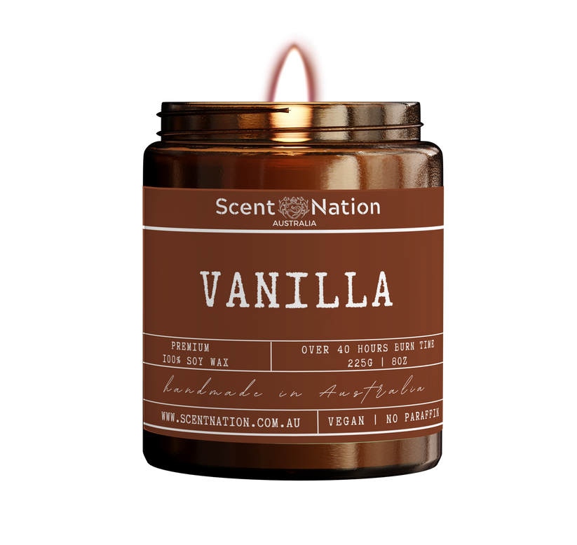 Vanilla Scented Candle | Scented Soy Candle Australia (Amber Jar ...