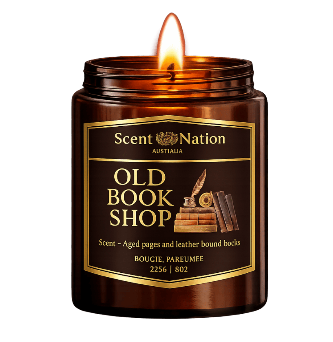 Old bookshop scented candle – library scent book candle, unique gifts for book lovers Australia