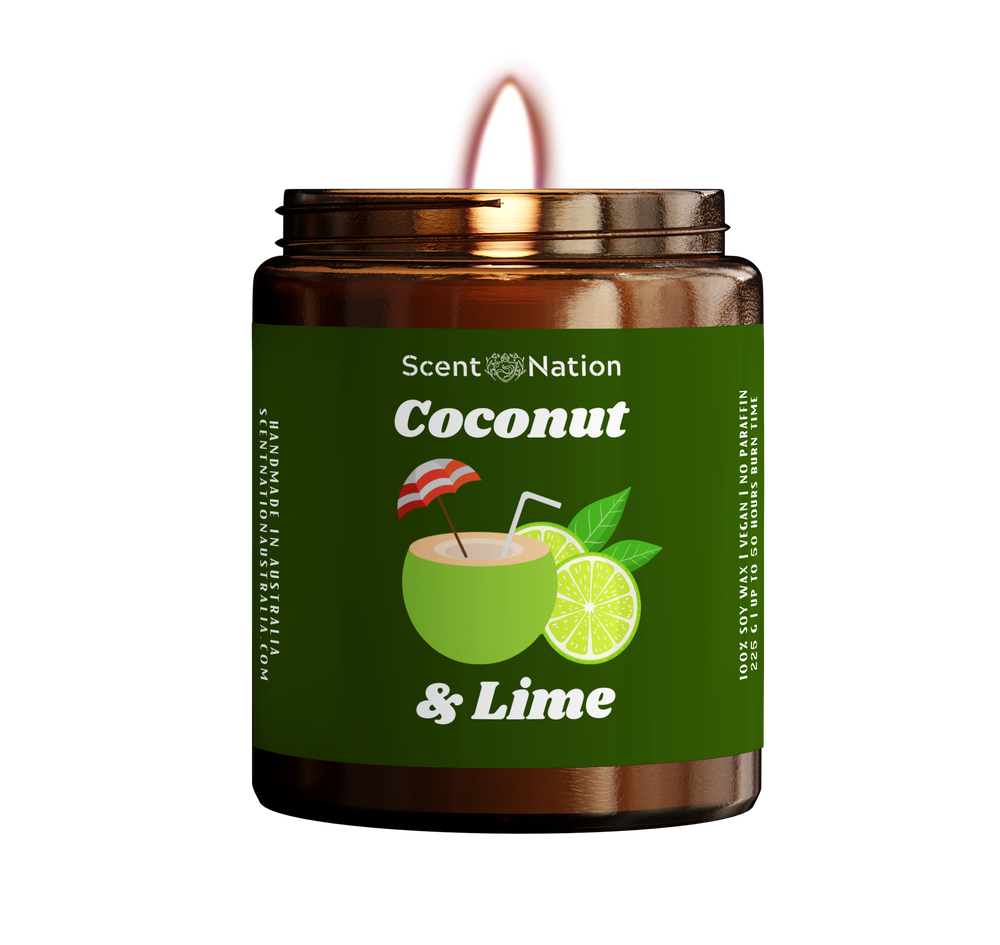 Coconut Lime Soy Scented Candle Australia Wide Fast Shipping Non-Toxic