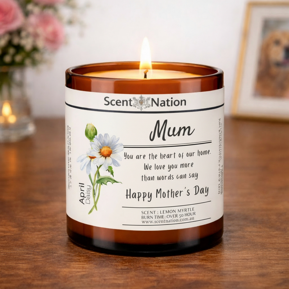 Mother's Day Birth Flower Candle Personalised by Scent Nation Australia
