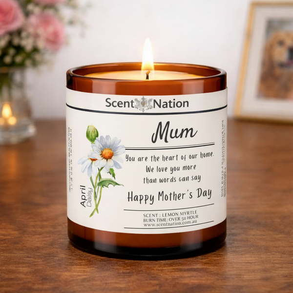 Mother's Day Birth Flower Candle Personalised by Scent Nation Australia
