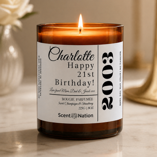 21st Birthday Gift Ideas Australia – Personalised Candle with Name | Scent Nation