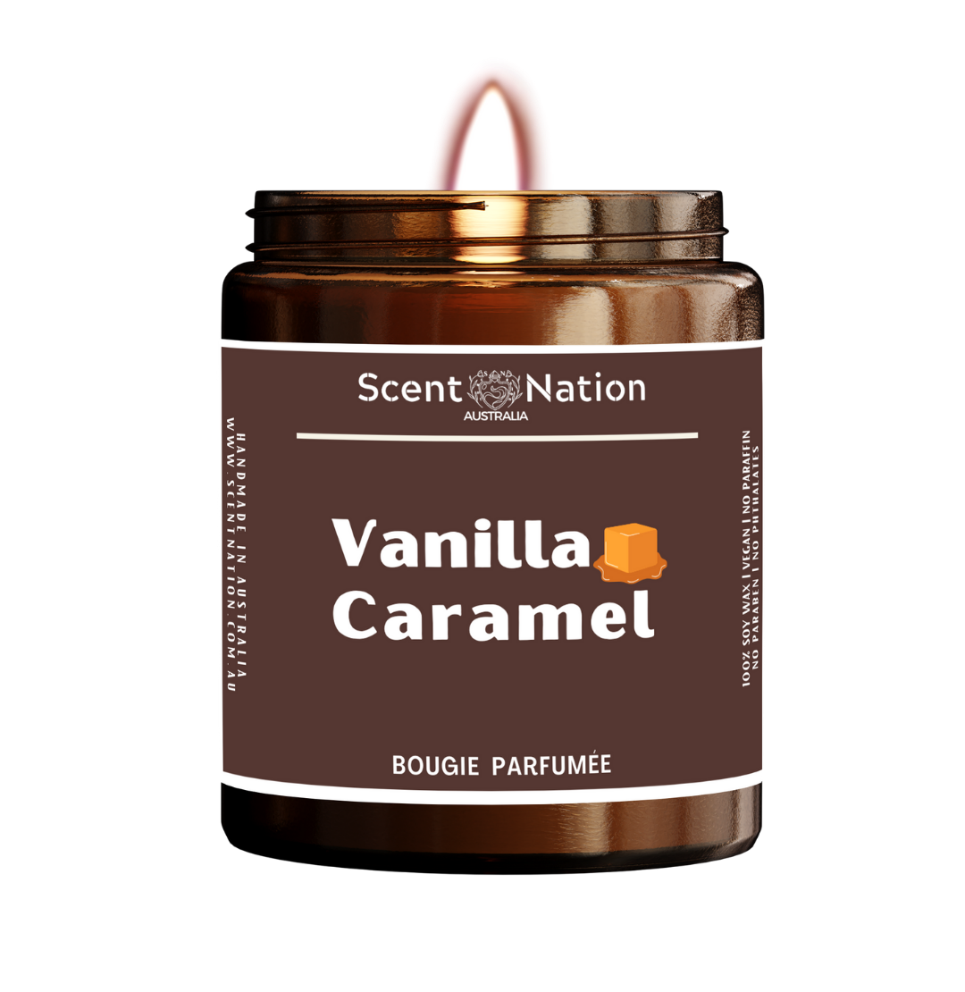 Vanilla Caramel | Scented Soy Candle Australia (Amber Jar)
